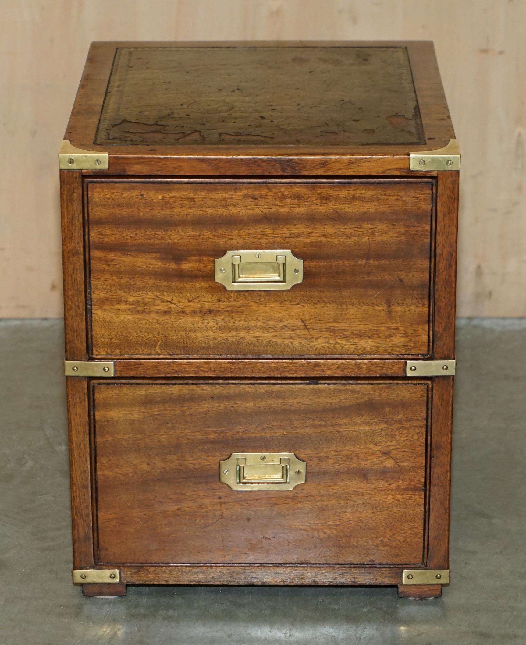 Campaign VINTAGE MILIARY CAMPAIGN SiDE END LAMP WINE BEDSIDE TABLE CHEST WITH DRAWERS For Sale