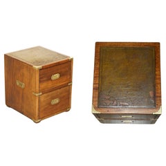 VINTAGE MILIARY CAMPAIGN SiDE END LAMP WINE BEDSIDE TABLE CHEST WITH DRAWERS