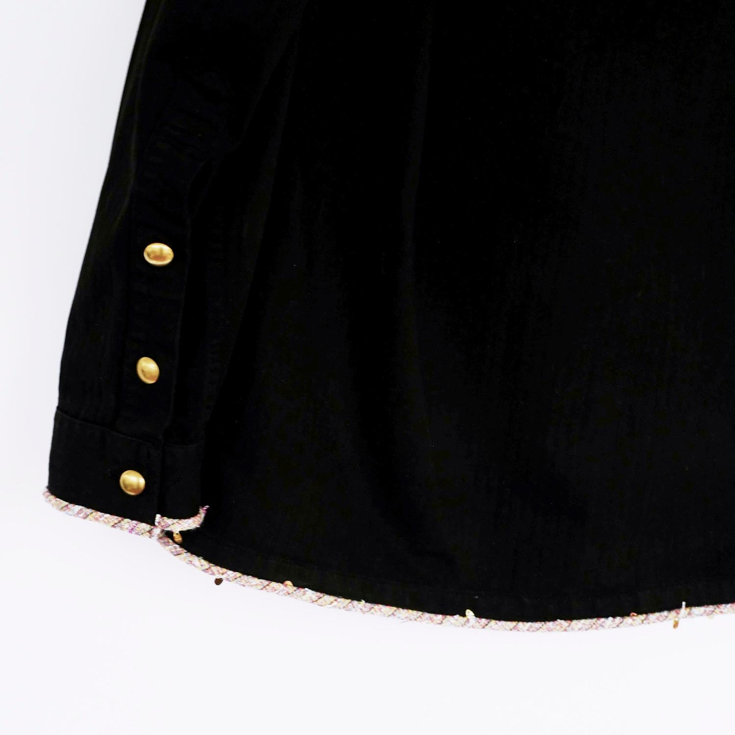 Vintage Military Black Cotton Jacket Pink Gold Sequin Tweed J Dauphin