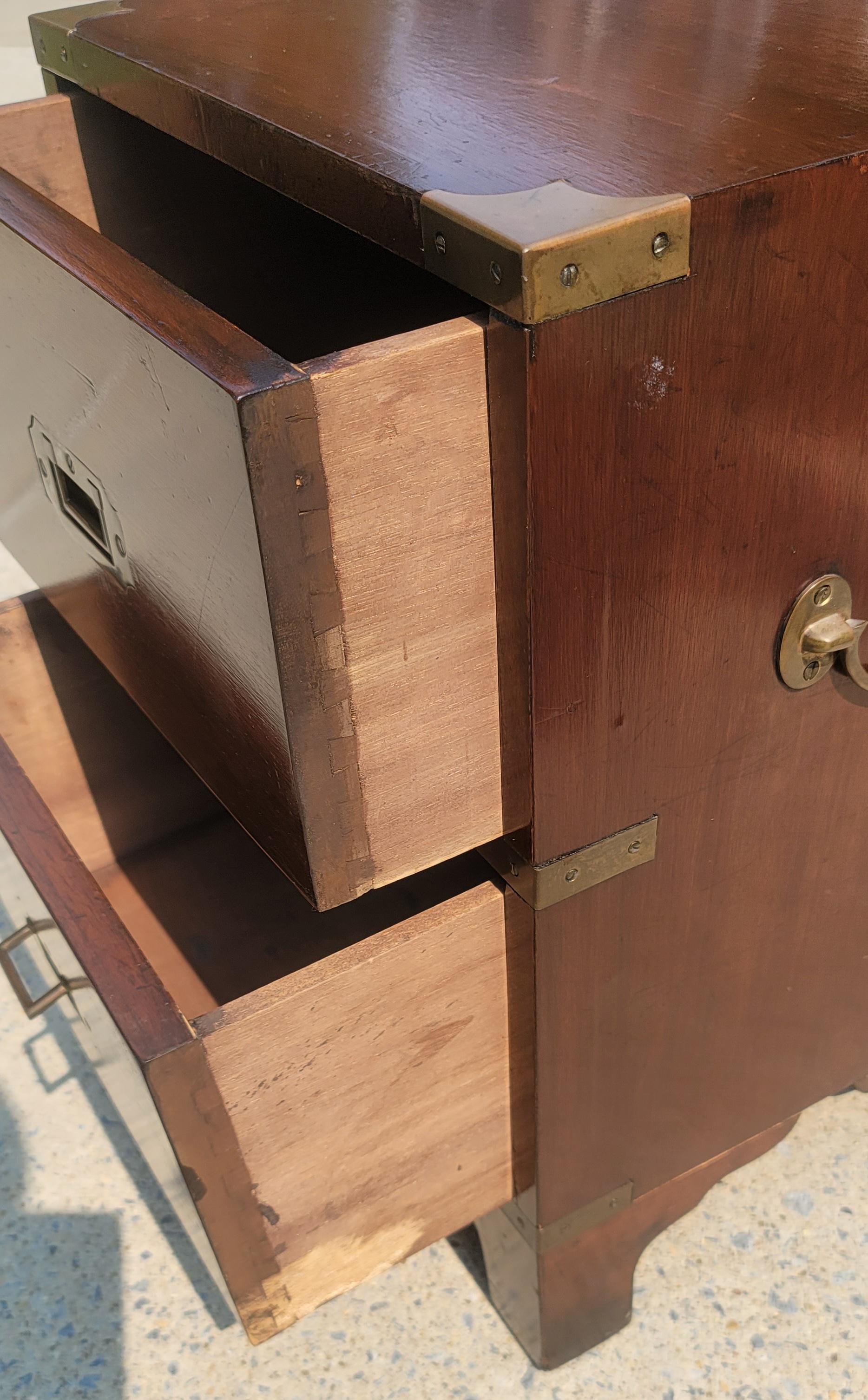 Vintage Military Campaign Bedside Chest of Drawers, Circa 1940s 8