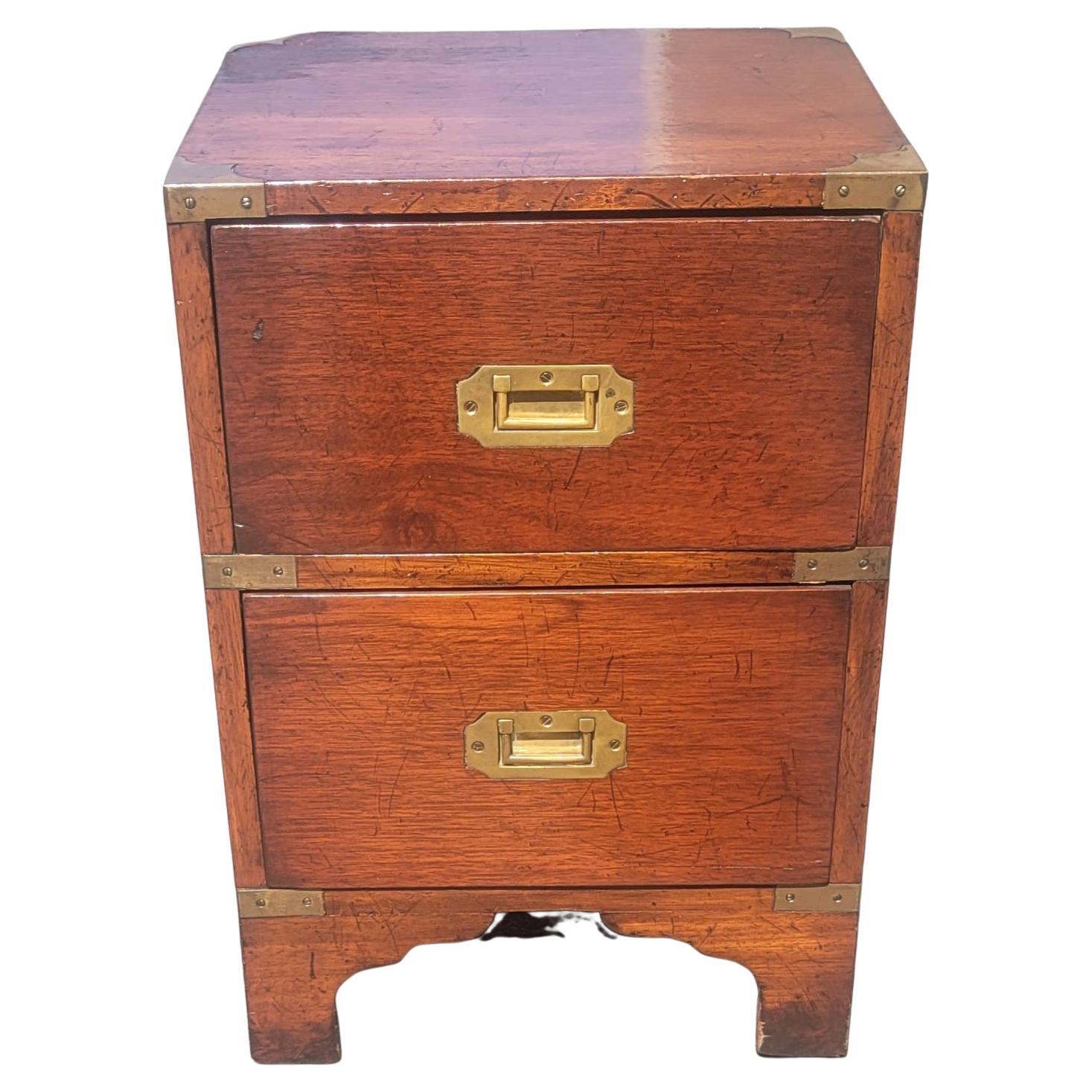 Vintage Military Campaign Bedside Chest of Drawers, Circa 1940s In Good Condition In Germantown, MD