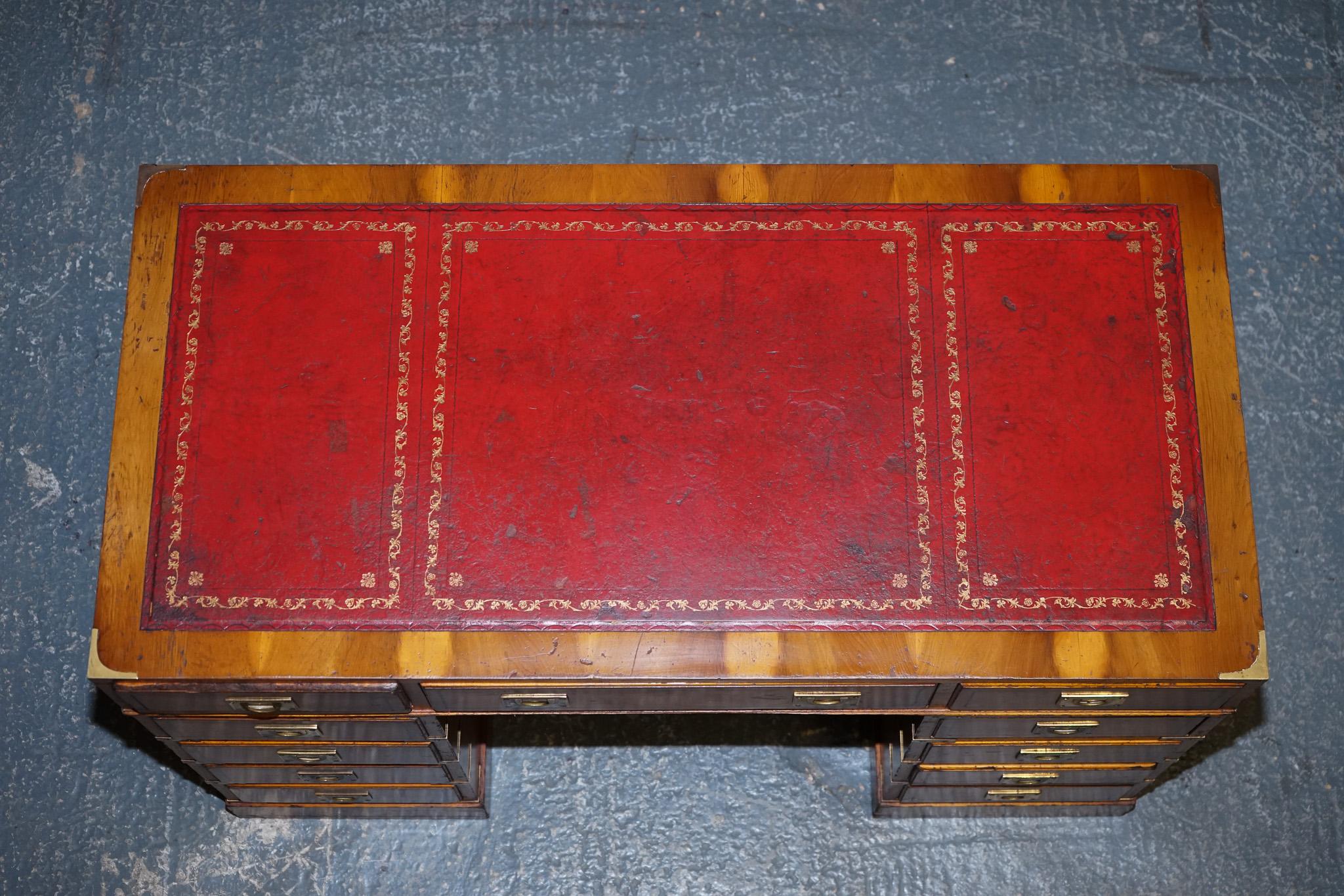 Vintage Military Campaign Burgundy Leather Top Brass Handles 2