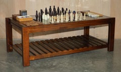 Coffret de campagne mi-lithique vintage CHESSBOARD CHESS BACKGAMMON DOMINOS GAMES