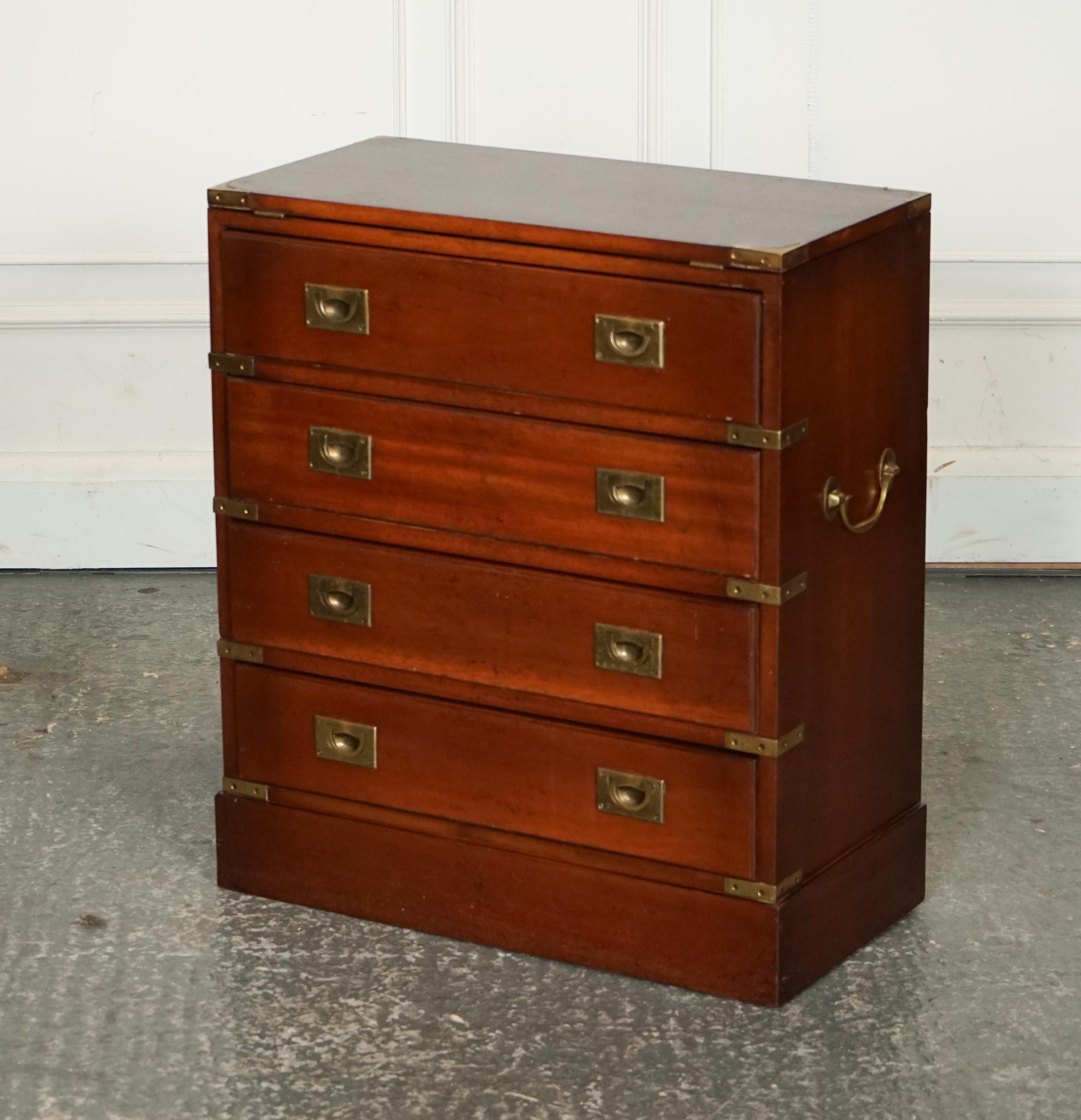 Hand-Crafted VINTAGE MILITARY CAMPAIGN CHEST OF DRAWERS WITH FOLDiNG SERVING TOP
