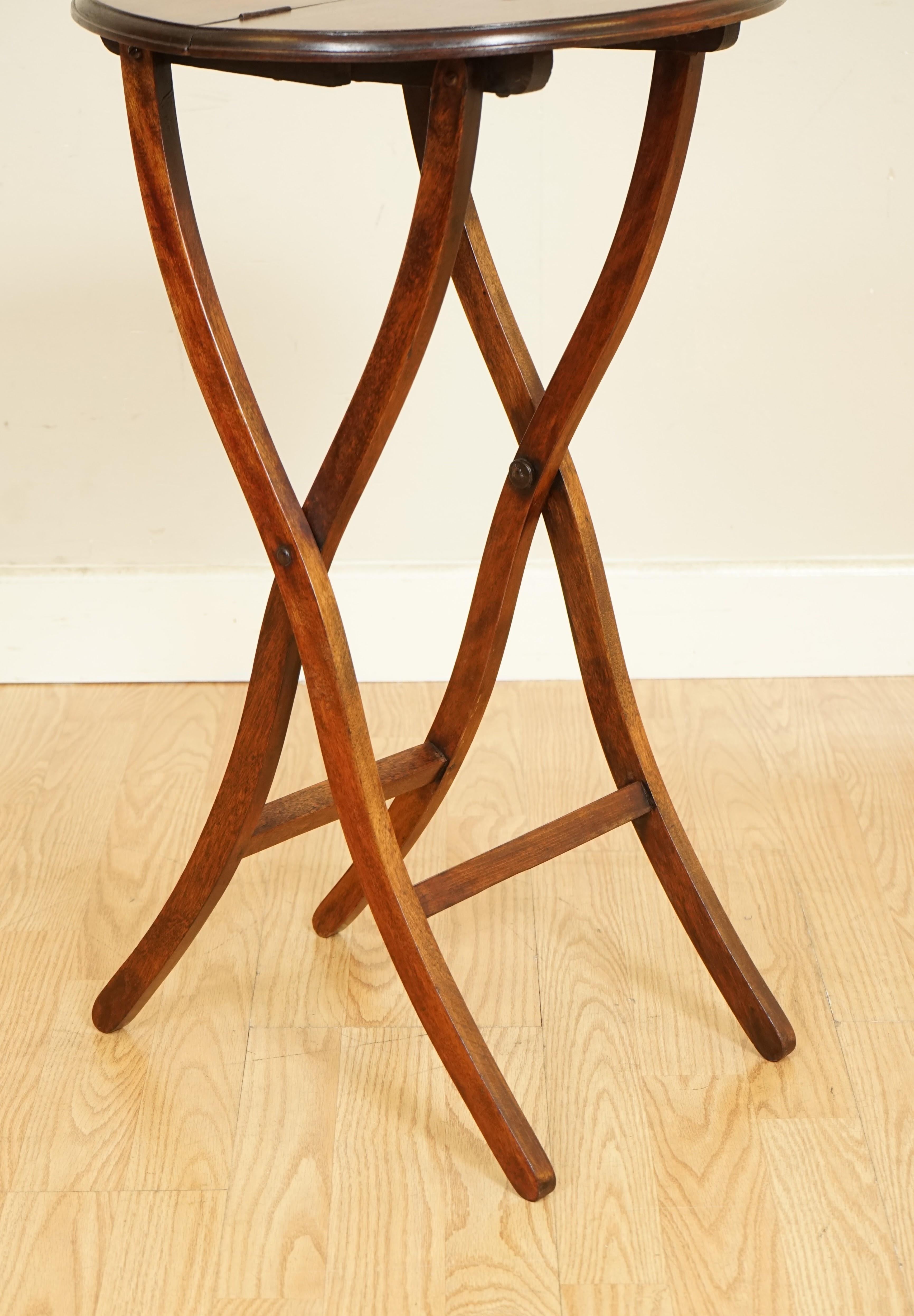 Hardwood Vintage Military Campaign Folding Side Table Lamp Stand Occasional Table