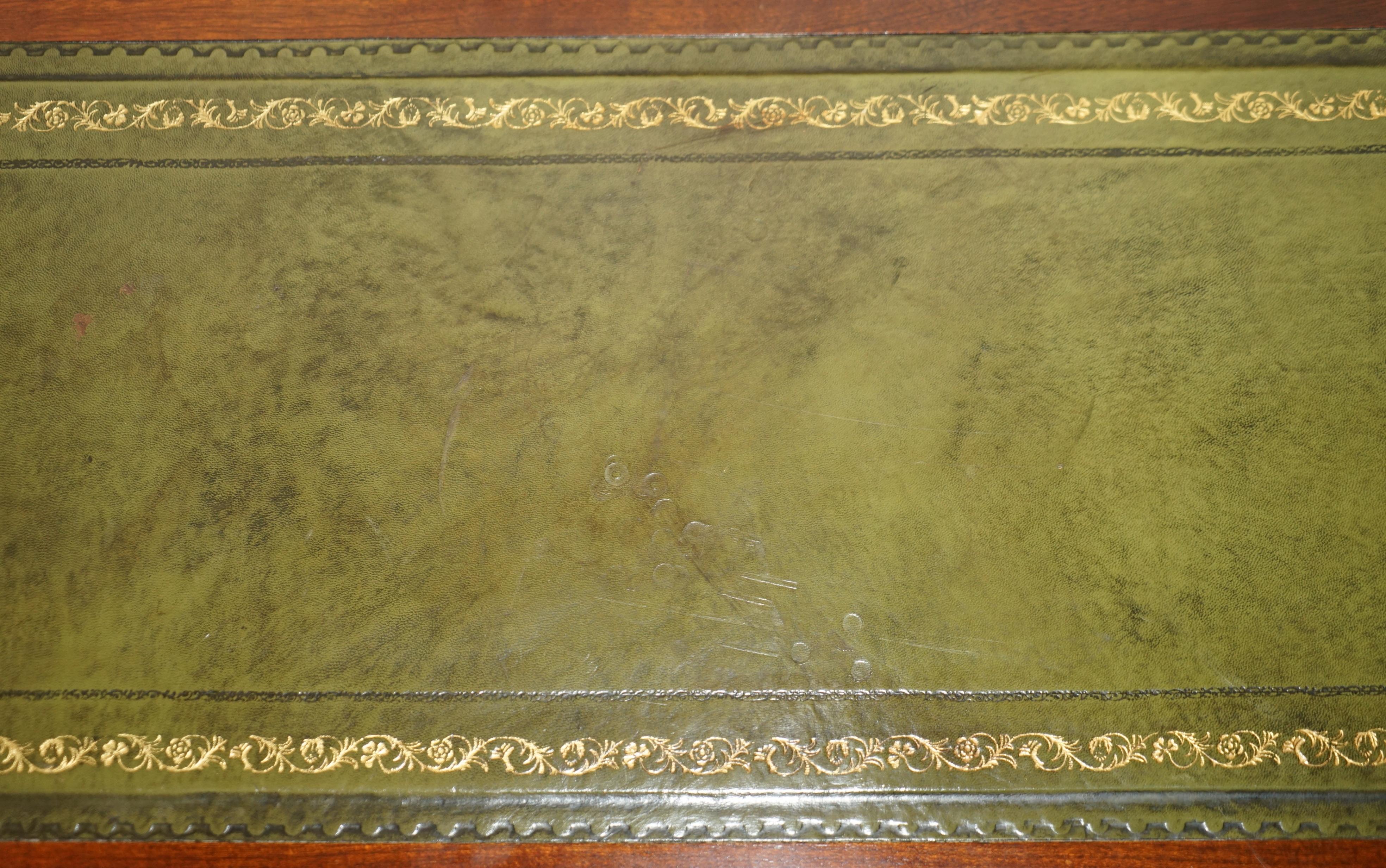 Vintage Military Campaign Hardwood & Green Leather Campaign Coffee Table 7