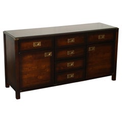VINTAGE MILiTARY CAMPAIGN SIDEBOARD BRASS FITTINGS SIX DRAWERS AND 3 CUPBOARDS