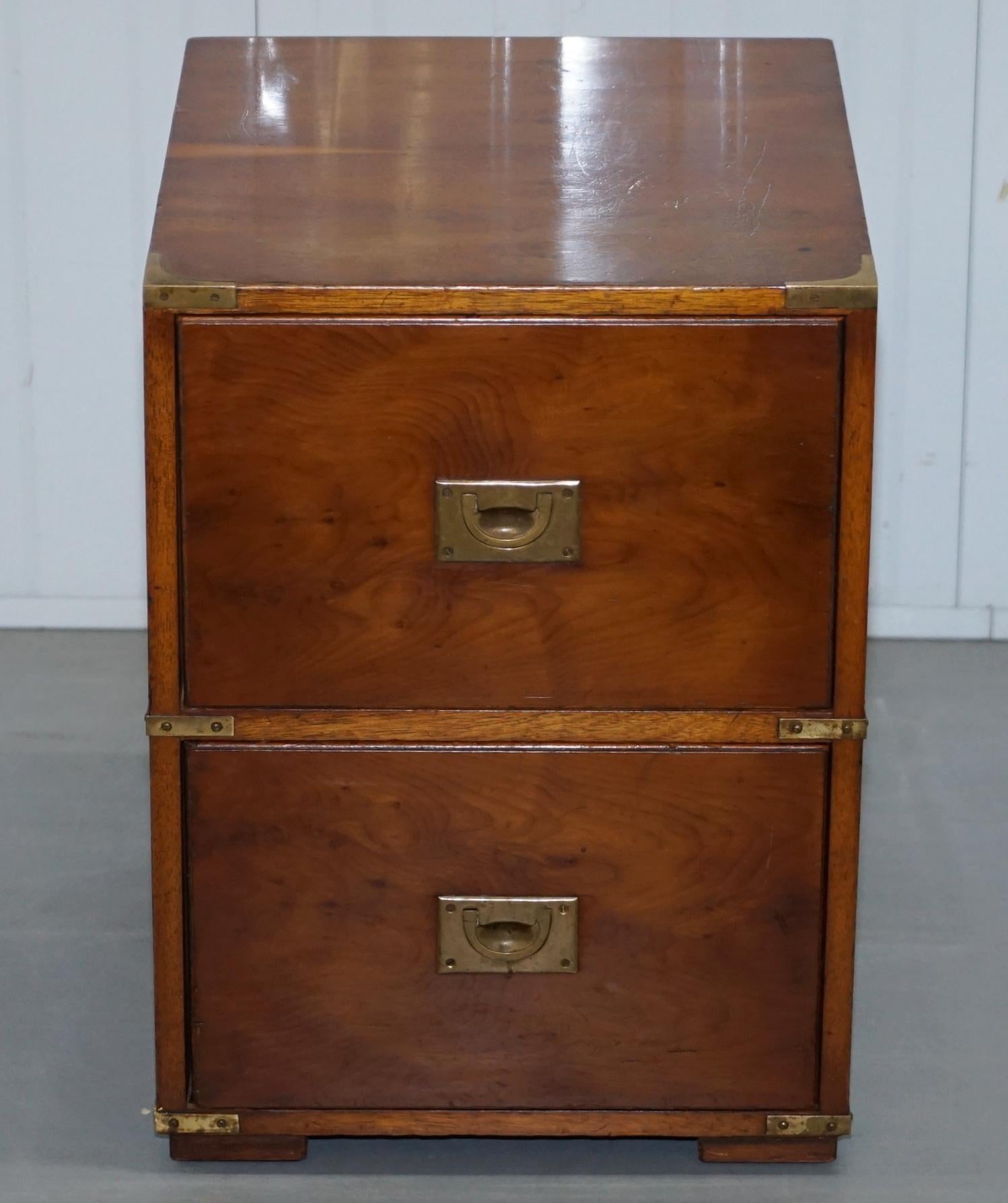 We are delighted to offer for sale this nice vintage Military campaign style side table or bedside table chest of drawers 

A very good looking decorative and function piece, it can be used in the bedroom as a nightstand or in living area as a