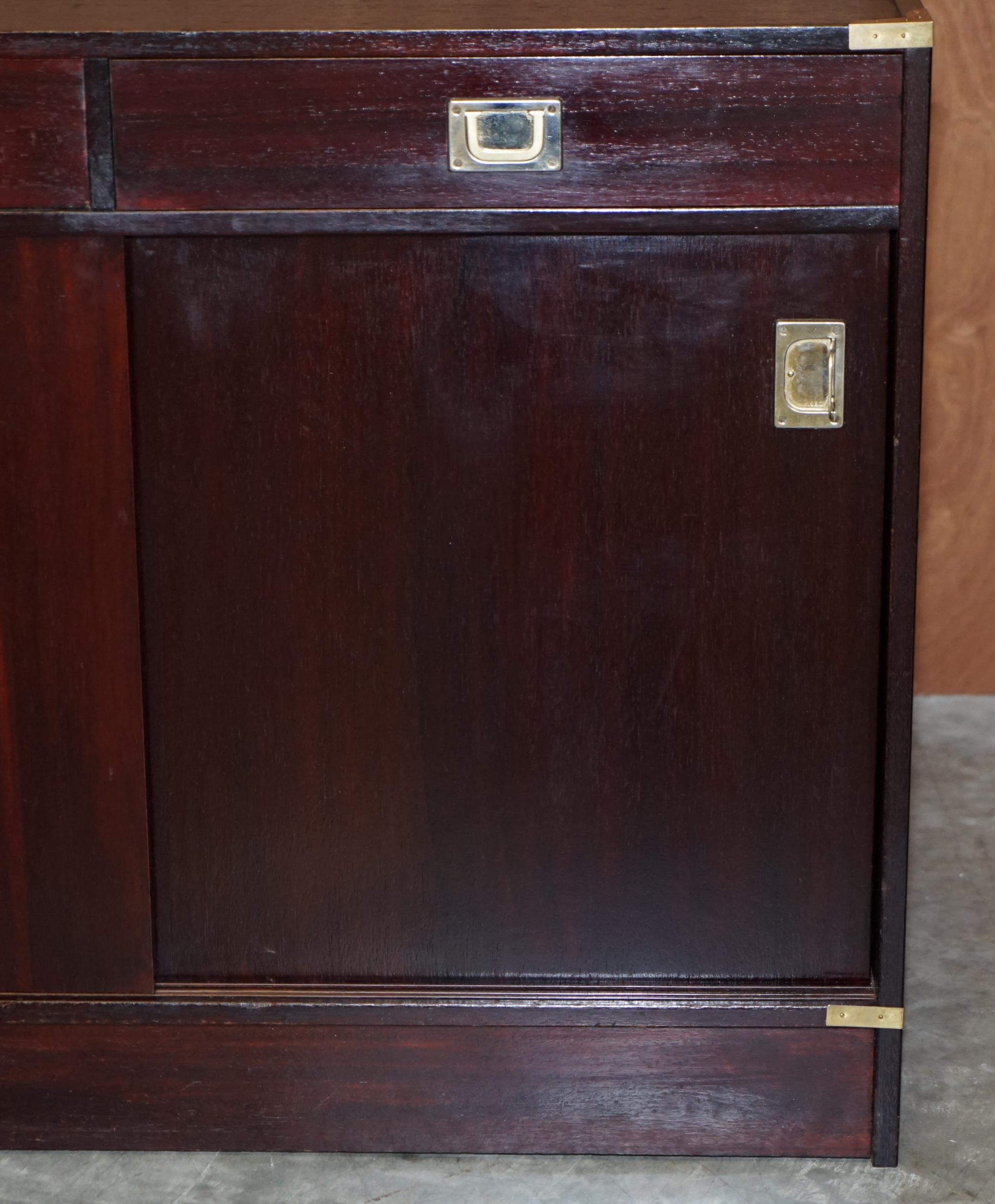 Vintage Military Campaign Style Sideboard Cupboard with Twin Drawers to the Top 1