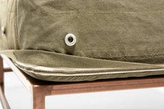 Fauteuil vintage militaire en toile et cuivre antique