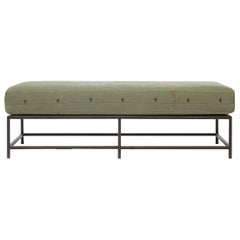 Vintage Military Canvas and Blackened Steel Bench