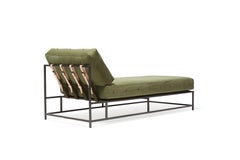 Vintage Military Canvas and Blackened Steel Chaise Lounge