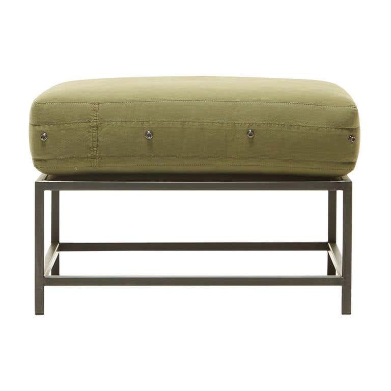 Vintage Military Canvas and Marbled Rust Ottoman For Sale at 1stDibs