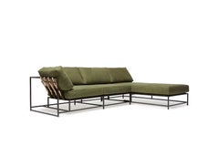Vintage Military Canvas and Blackened Steel Small Sectional