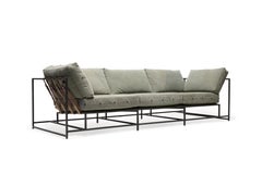 Vintage Military Canvas and Blackened Steel Sofa