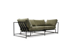 Vintage Military Canvas and Blackened Steel Two-Seat Sofa