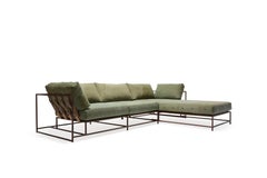 Vintage Military Canvas & Marbled Rust Lounge Sectional