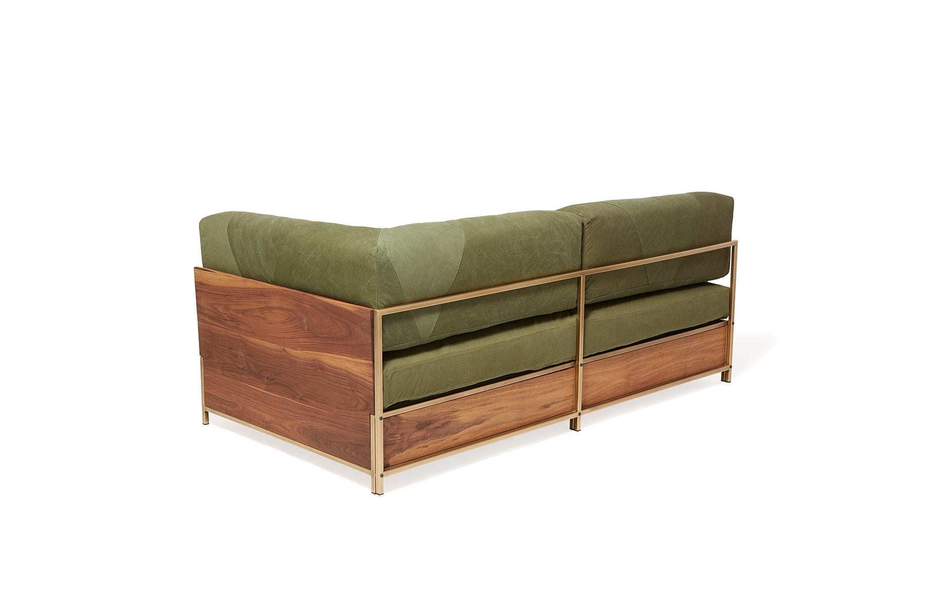 Vintage Military Canvas Guest Bed Sofa with Storage Drawers For Sale 2