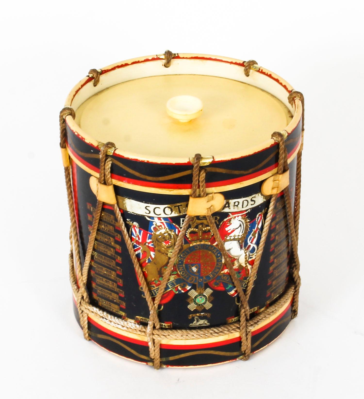 Vintage Military Ice Bucket with Scots Guard Royal Coat of Arms Mid-20th Century 3