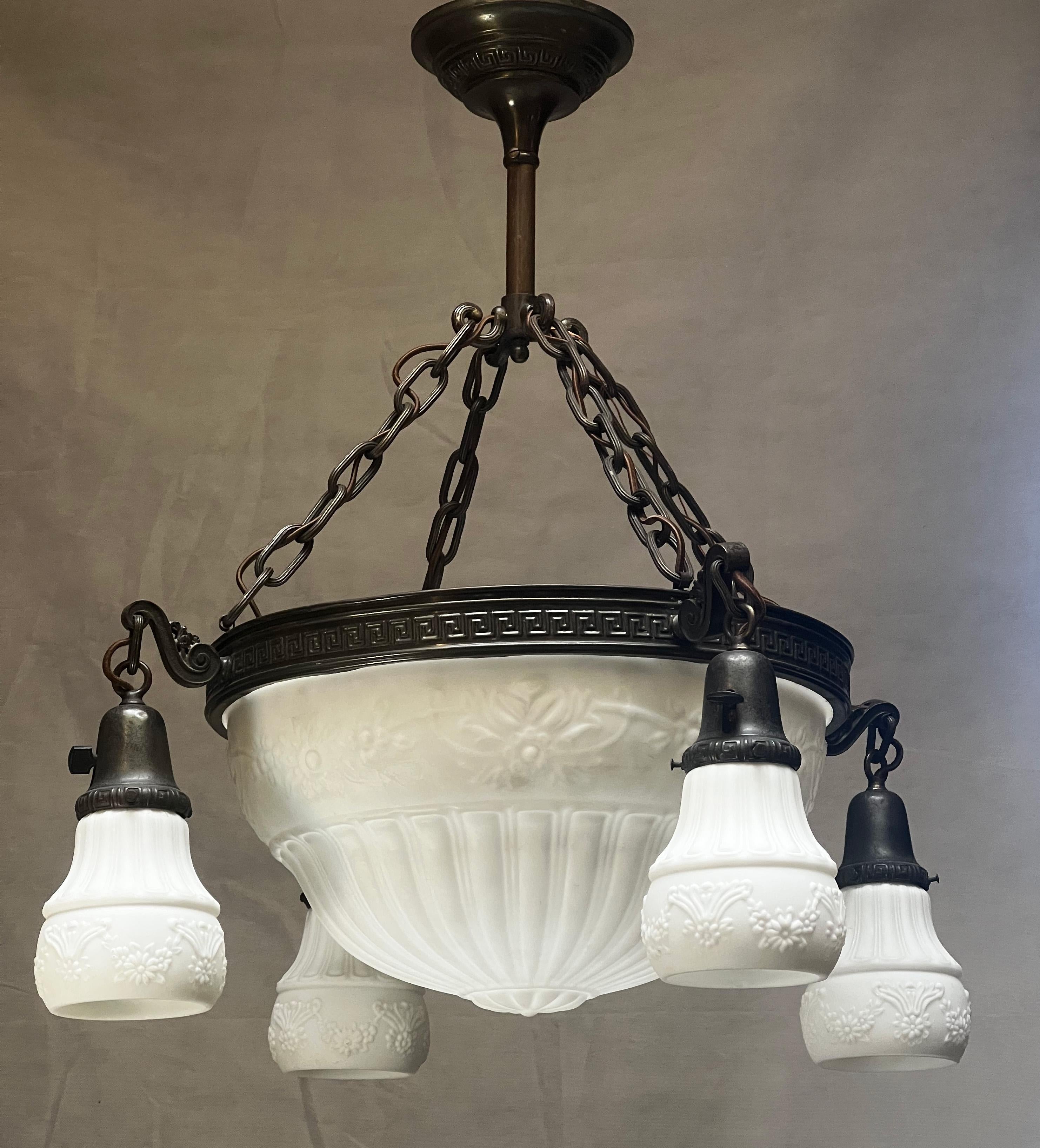 antique milk glass chandelier