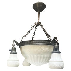 Vintage Milk Glass 8 light bowl fixture.