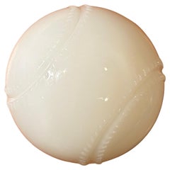 Vintage Milk Glass Baseball Trinket Box