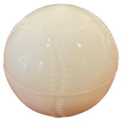 Vintage Milk Glass Baseball Trinket Box