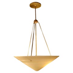 Vintage Milk Glass & Brass Hanging Light Fixture
