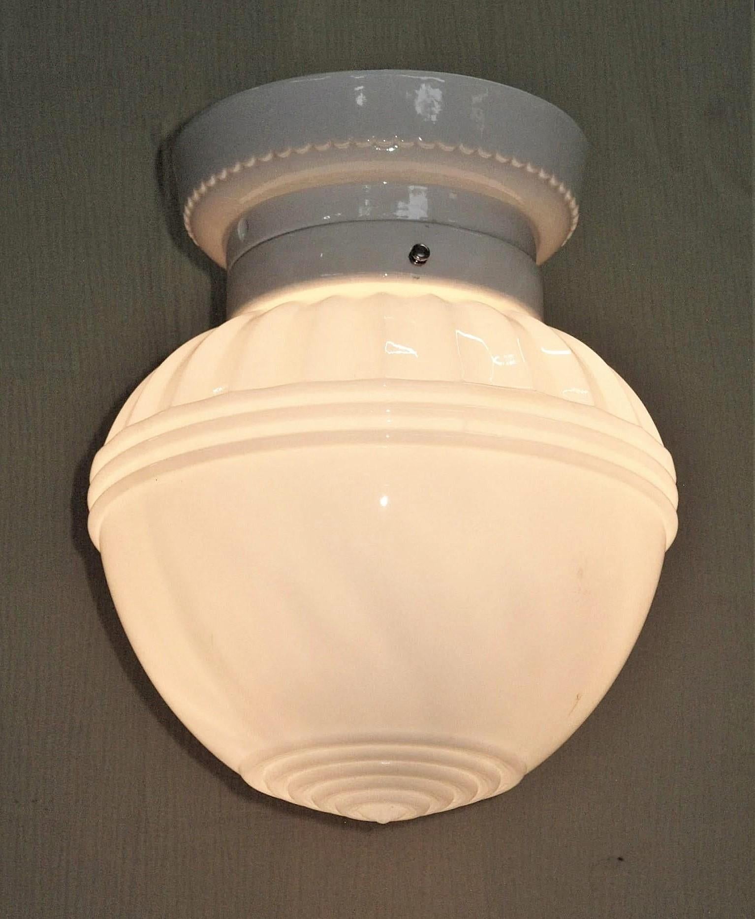 20th Century Vintage Milk Glass Ceiling Light Fixture 20s - 30s For Sale