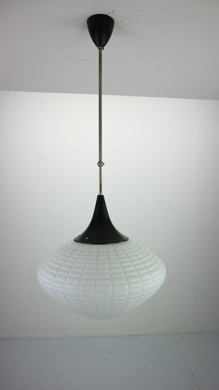 Vintage Milk Glass Drop Shape Pendant Lamp By Kamenicky Senov