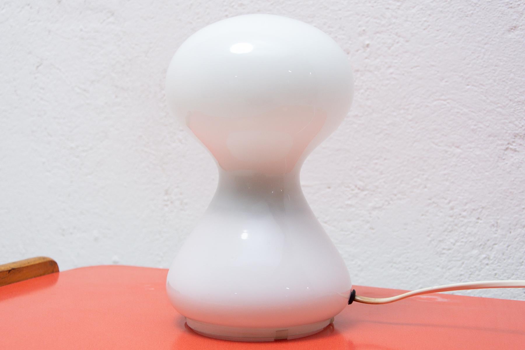 Czech Vintage Milky Glass Desk Lamp, Designed by Ivan Jakeš, 1970´s For Sale
