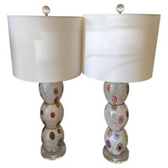 Vintage Millefiore Lamps, a Pair
