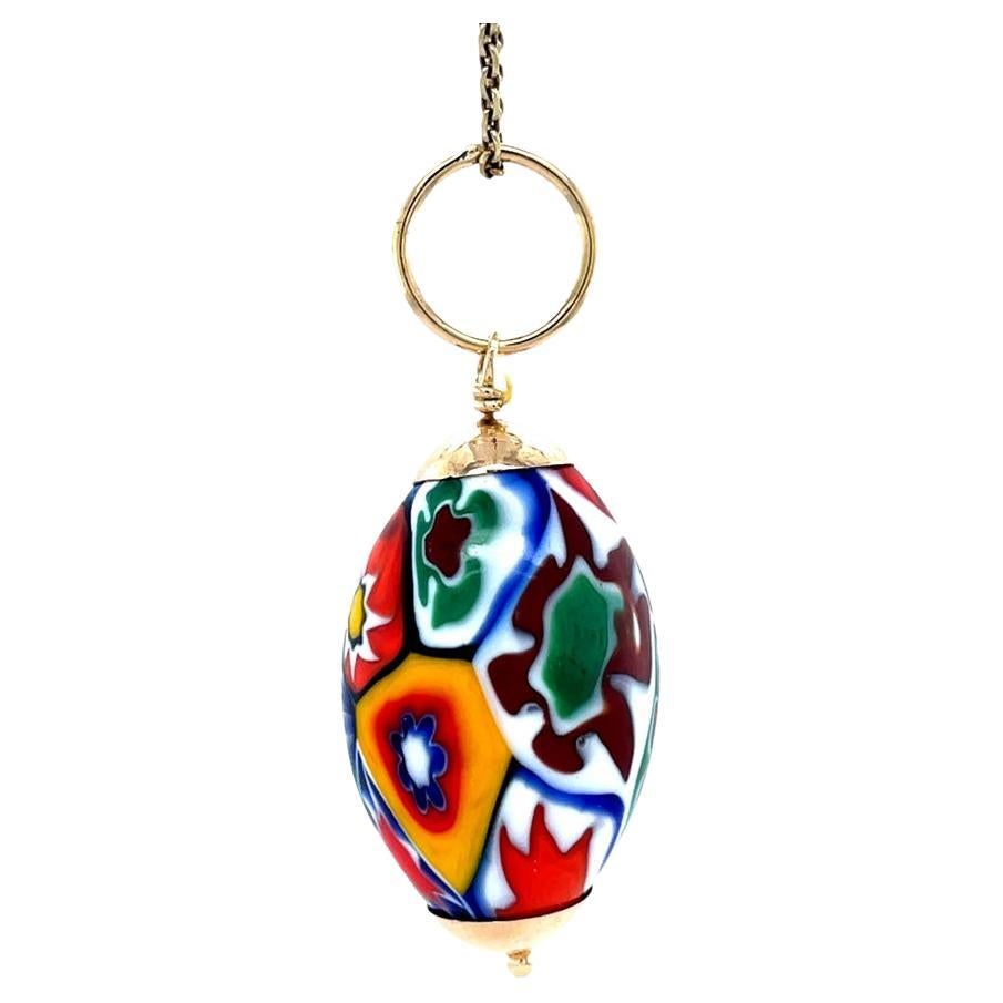 Vintage Millefiori Glasperlen-Anhänger, 14K Gelbgold, venezianischer italienischer Schmuck im Angebot