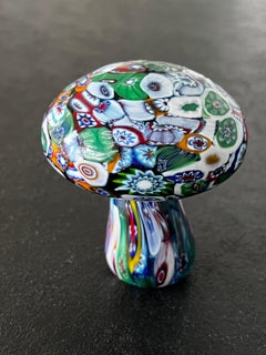 Vintage Millefiori Glass Mushroom Paperweight