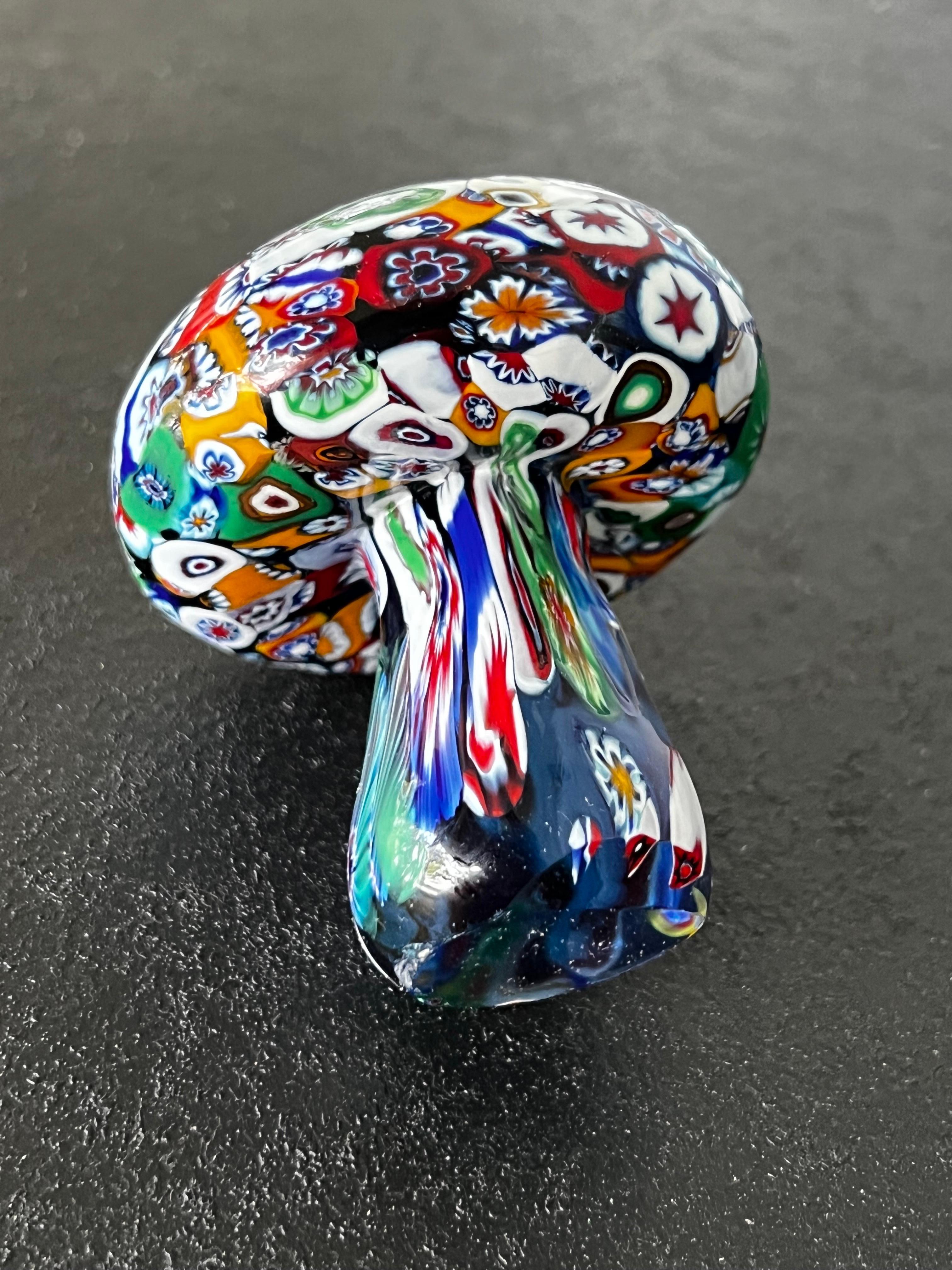 Unknown Vintage Millefiori Glass Mushroom Paperweight For Sale