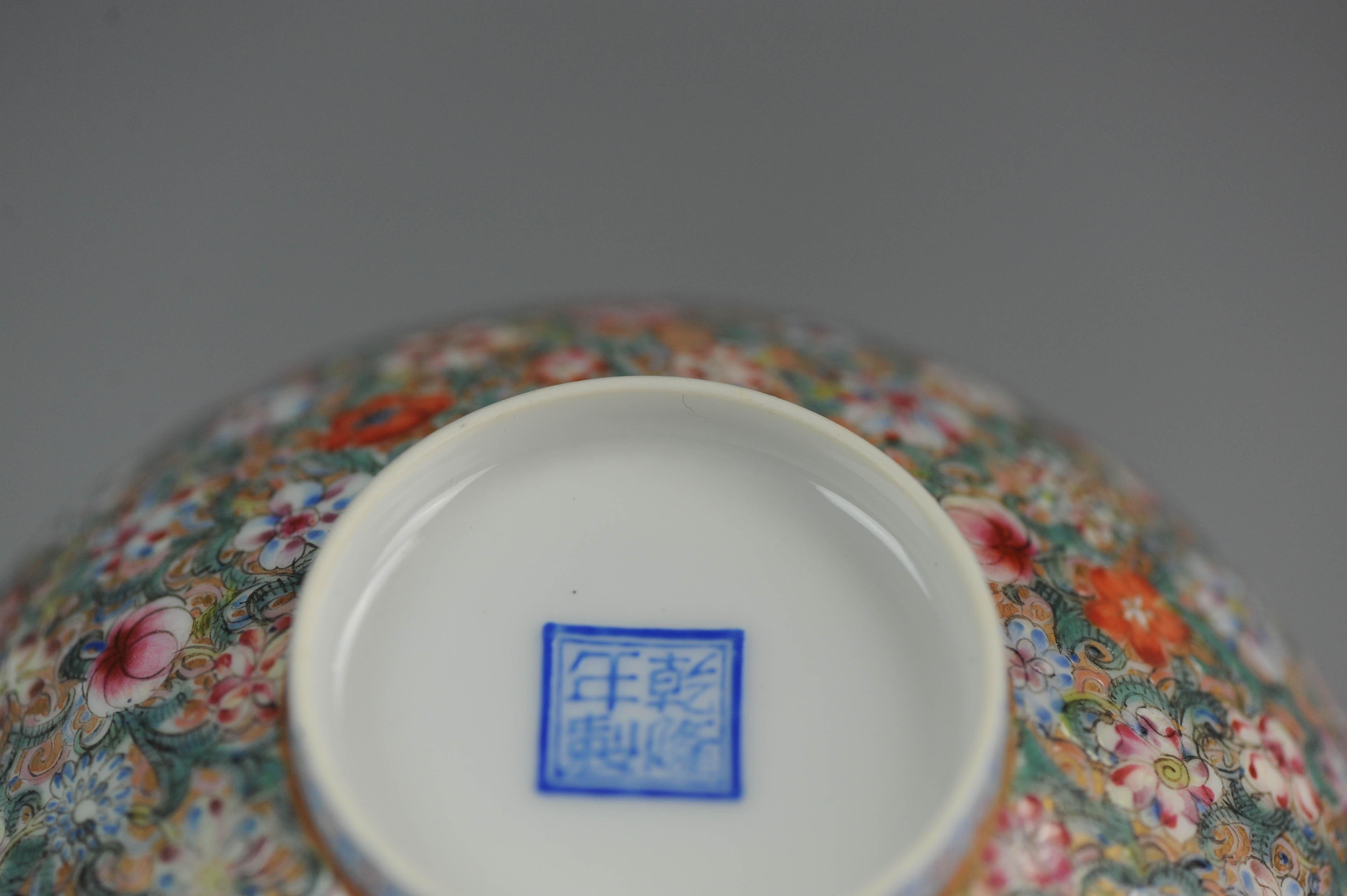 Vintage Millefiori Jingdezhen PRoC Eggshell Bowl Chinese Marked 8