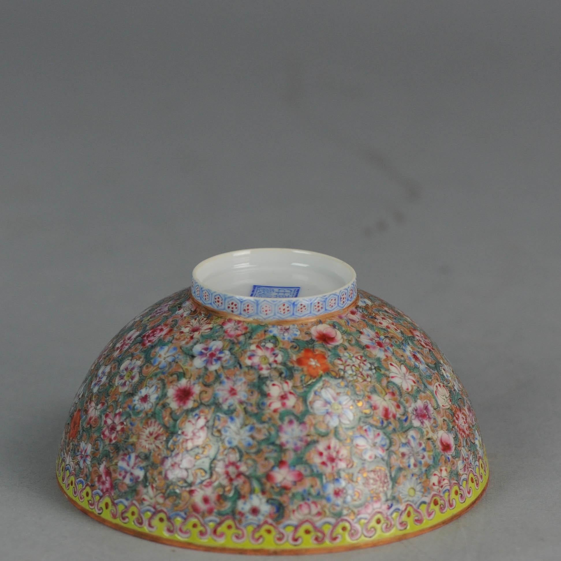 Vintage Millefiori Jingdezhen PRoC Eggshell Bowl Chinese Marked 2