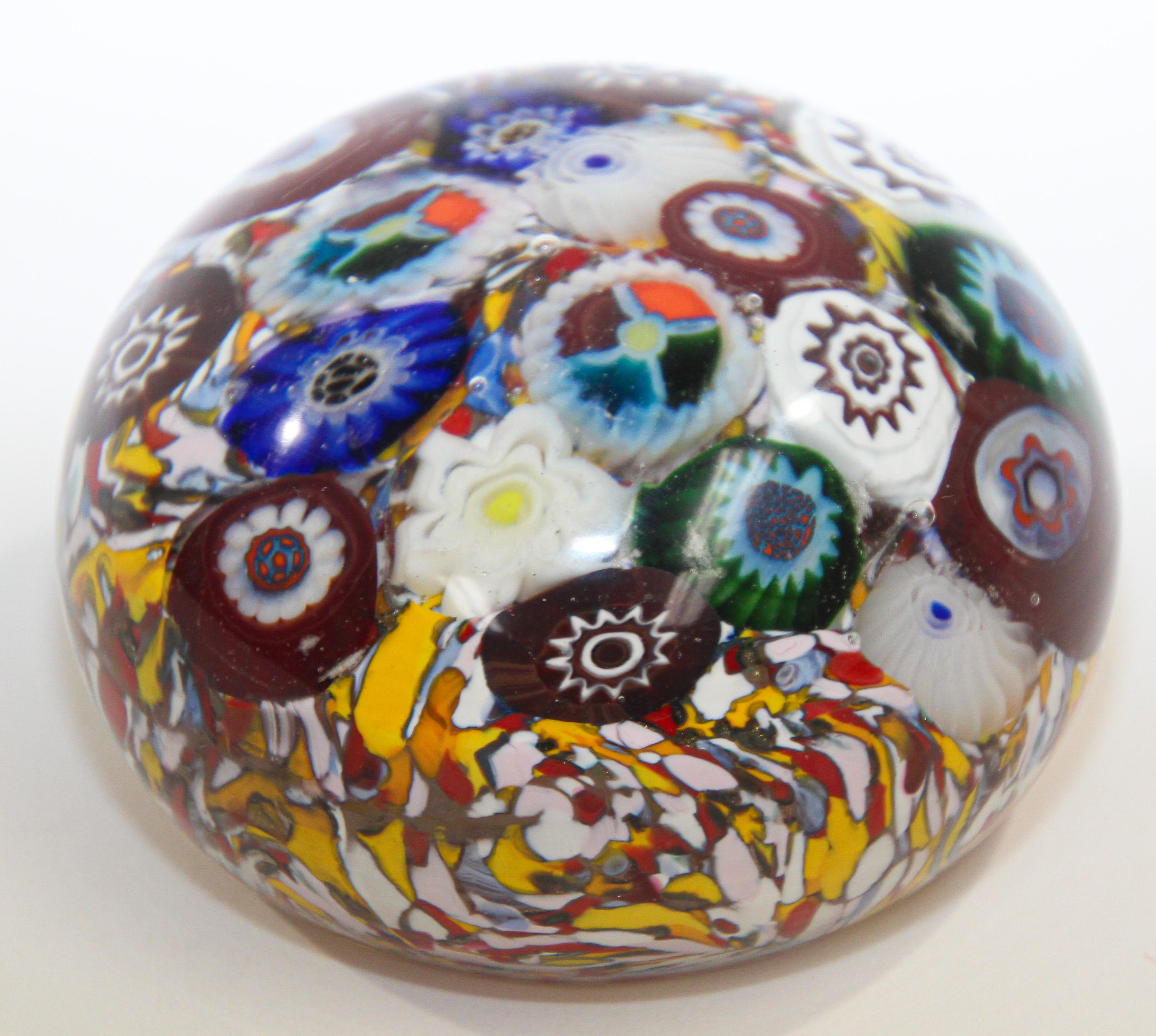 20th Century Vintage Millefiori Murano Style Italian Art Glass Paperweight, 1960s