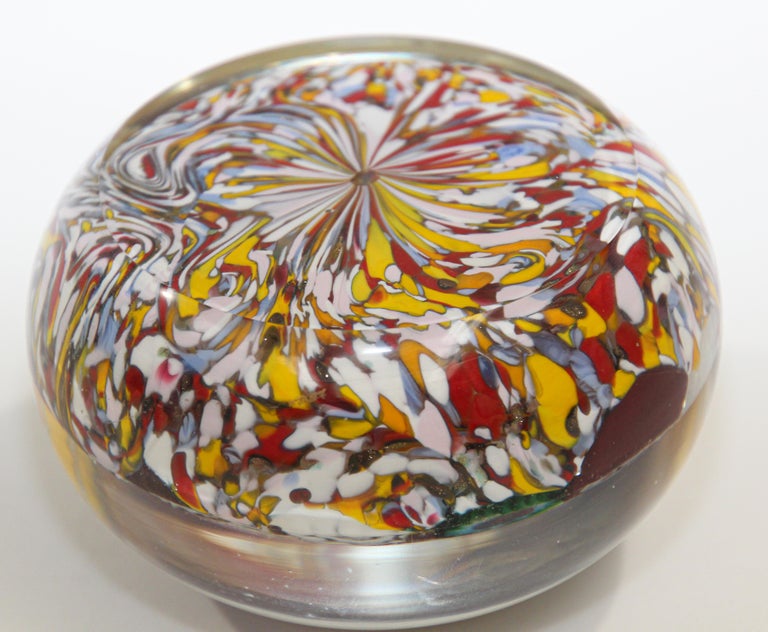 Vintage Millefiori Murano Style Italian Art Glass Paperweight, 1960s In Good Condition In North Hollywood, CA