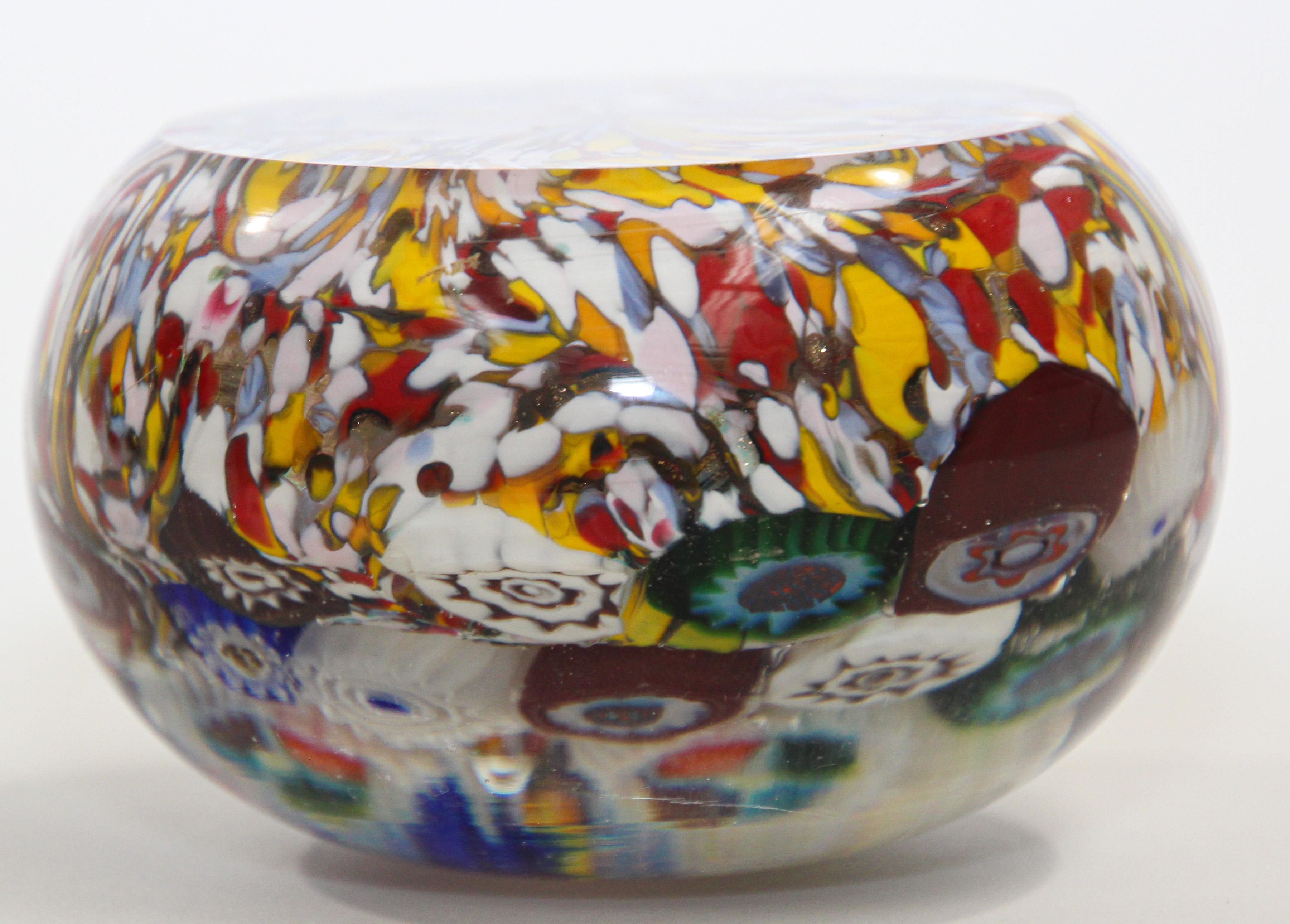 Hand-Crafted Vintage Millefiori Murano Style Italian Art Glass Paperweight, 1960s