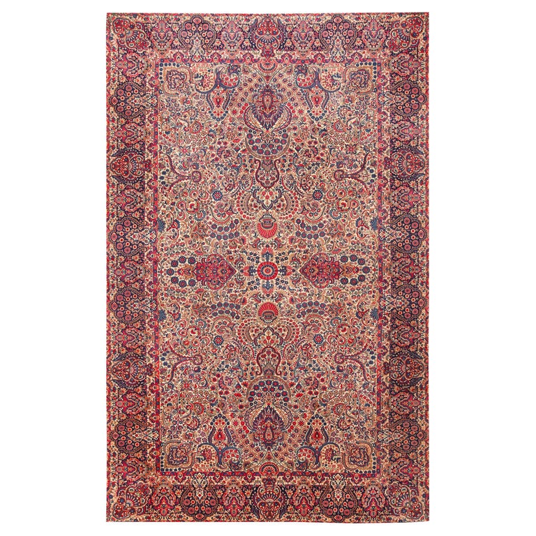 Vintage Millefleur Persian Kerman Rug Size 9 Ft X 14 Ft 3 In 2 74 M X 4 34 M For Sale At 1stdibs