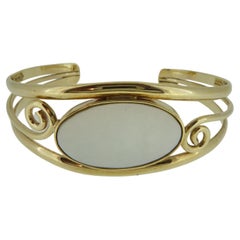 Vintage Gold and Mother of Pearl Bangle Marked with the Millennium Hallmark