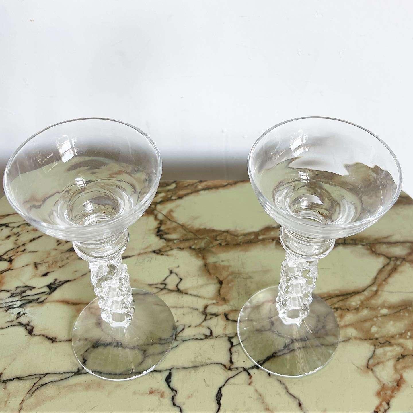 Post-Modern Vintage Millennium Year 2000 Cocktail Glasses- a Pair For Sale