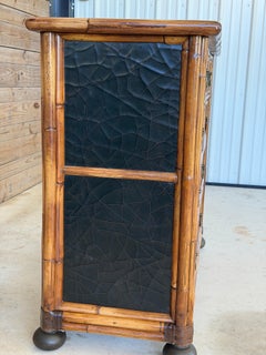 Vintage Milling Road Baker Faux Bamboo Chest With Black Crackle Finish
