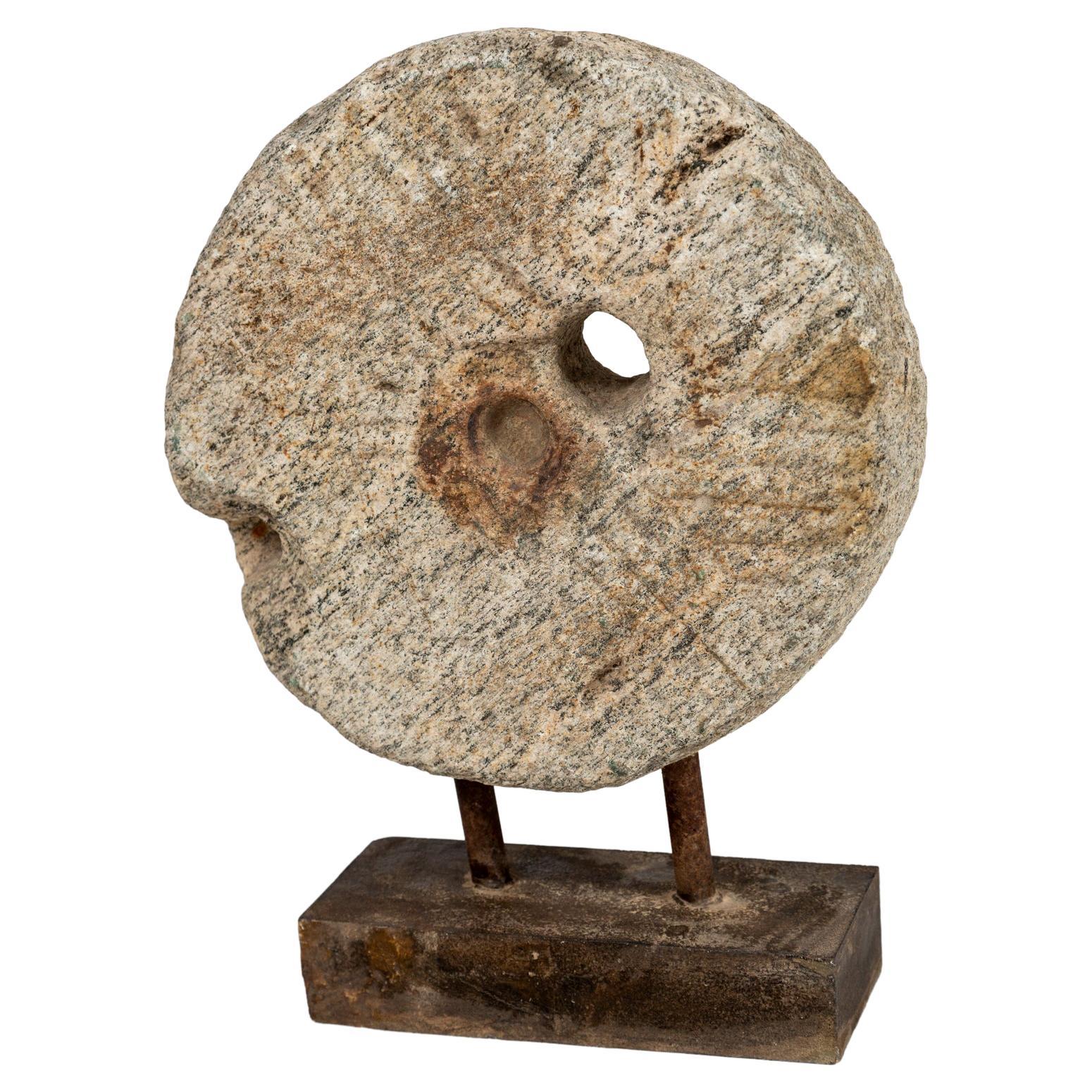Vintage Millstone on Base, 20th Century For Sale