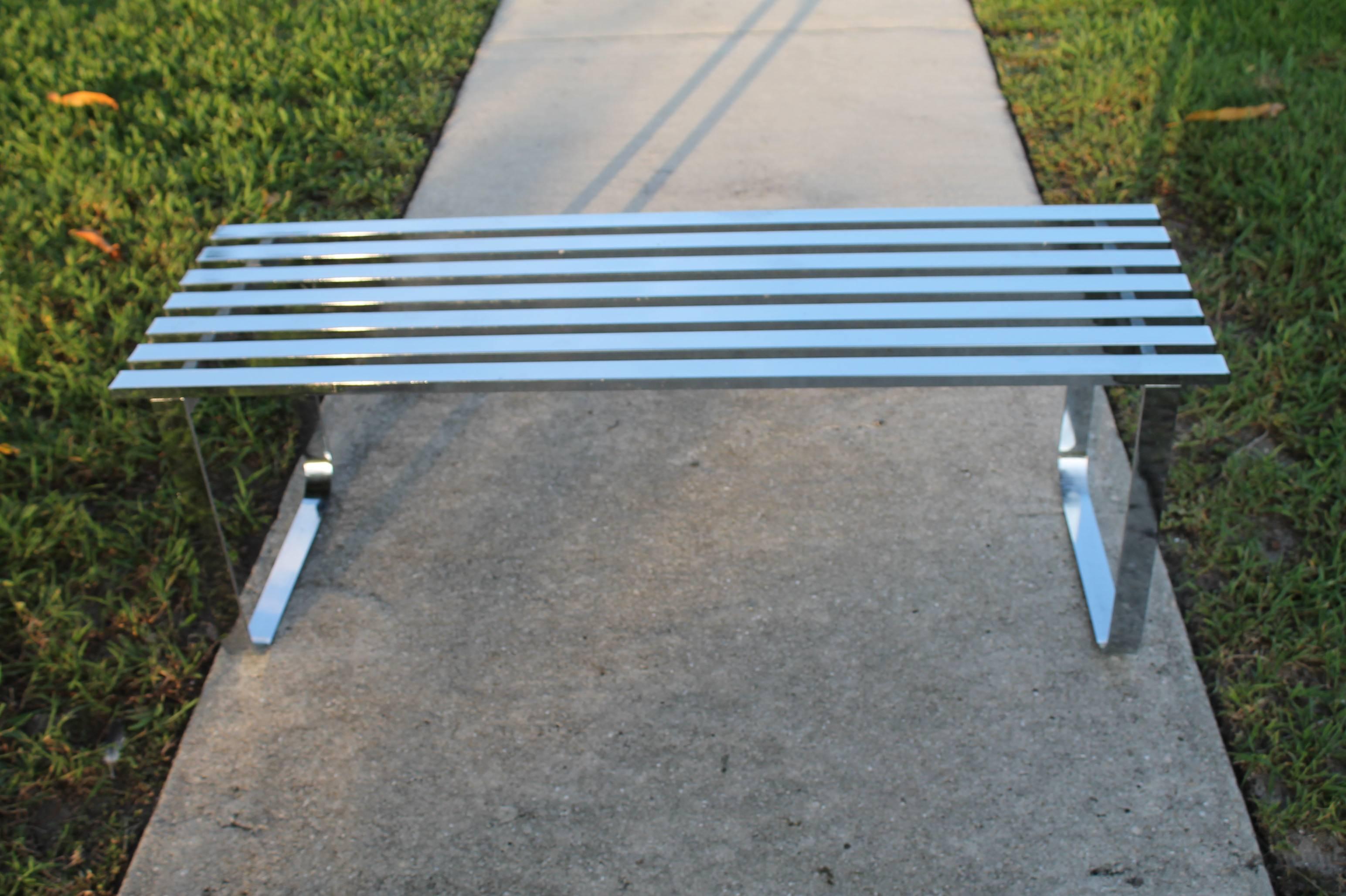 metal slat bench