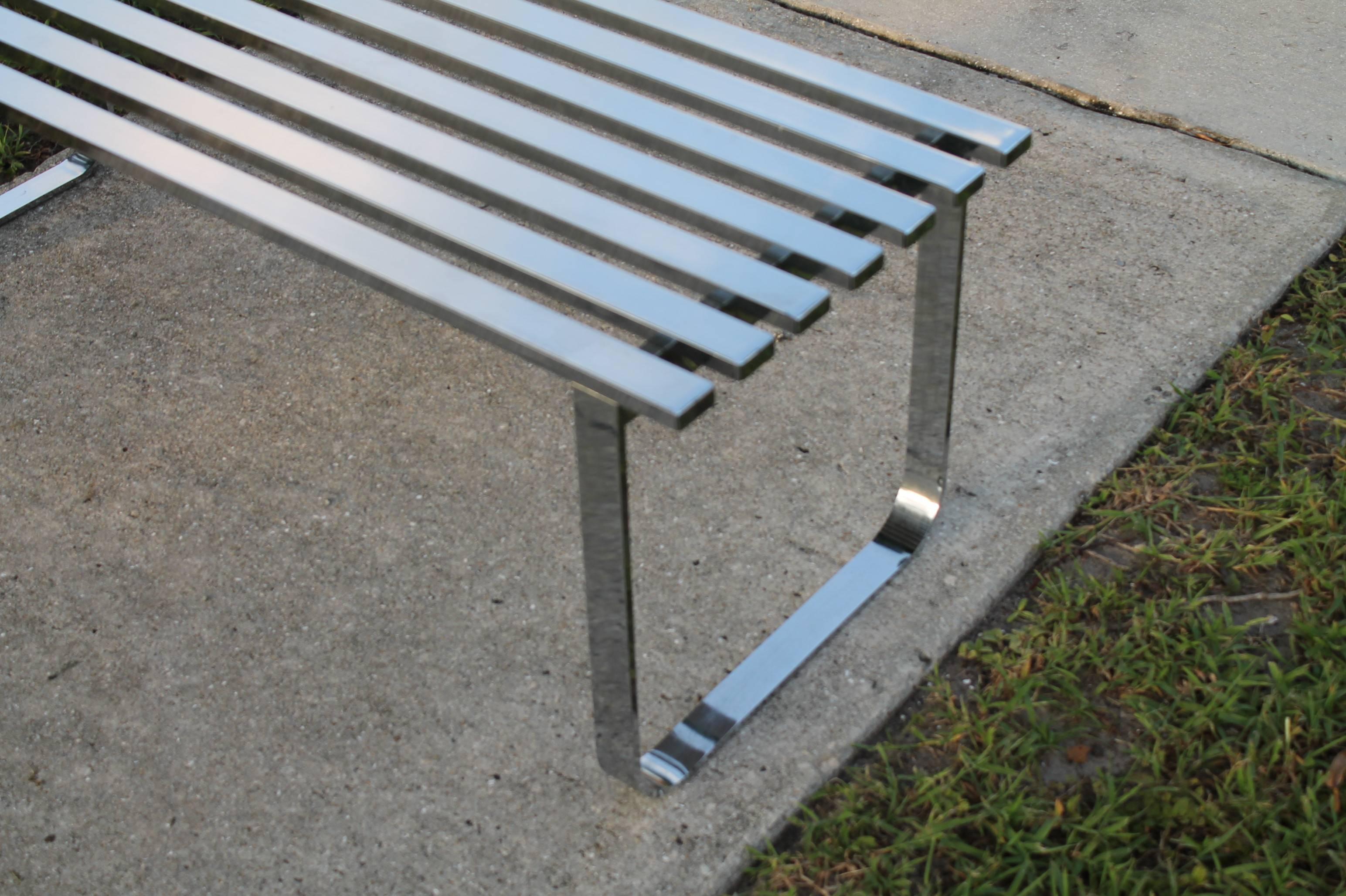Vintage DIA Design Institute of America Chrome Slat Bench or Coffee Table, Stele In Good Condition In West Palm Beach, FL
