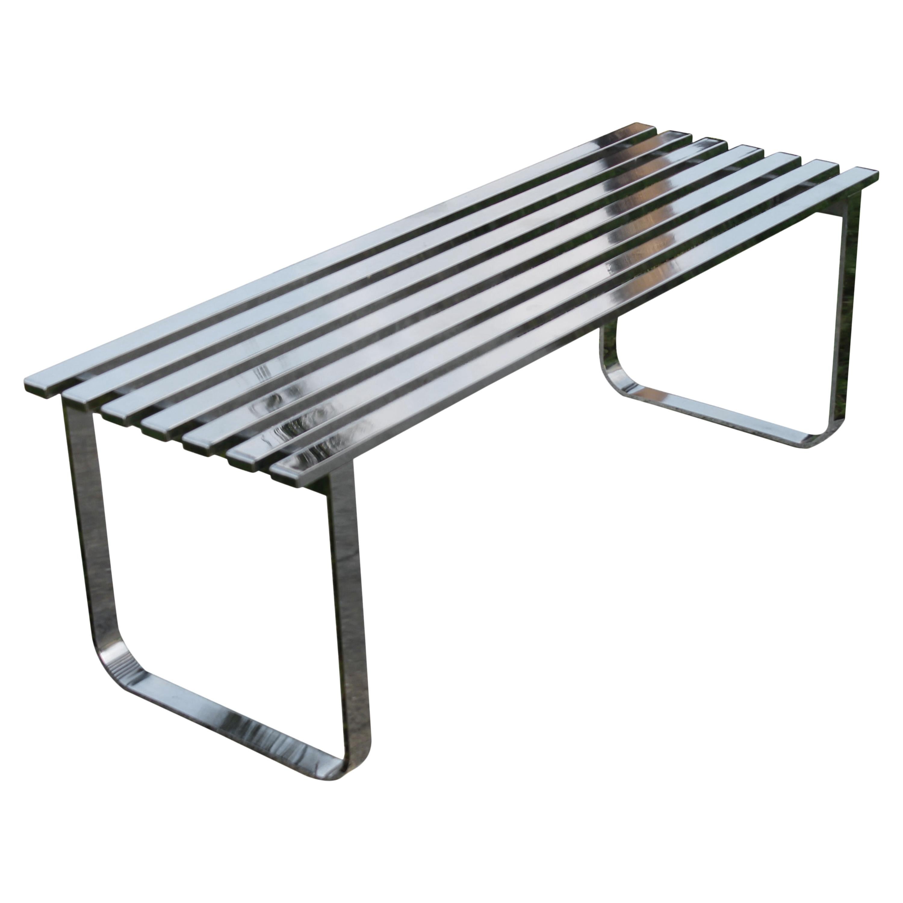 Vintage DIA Design Institute of America Chrome Slat Bench or Coffee Table, Stele