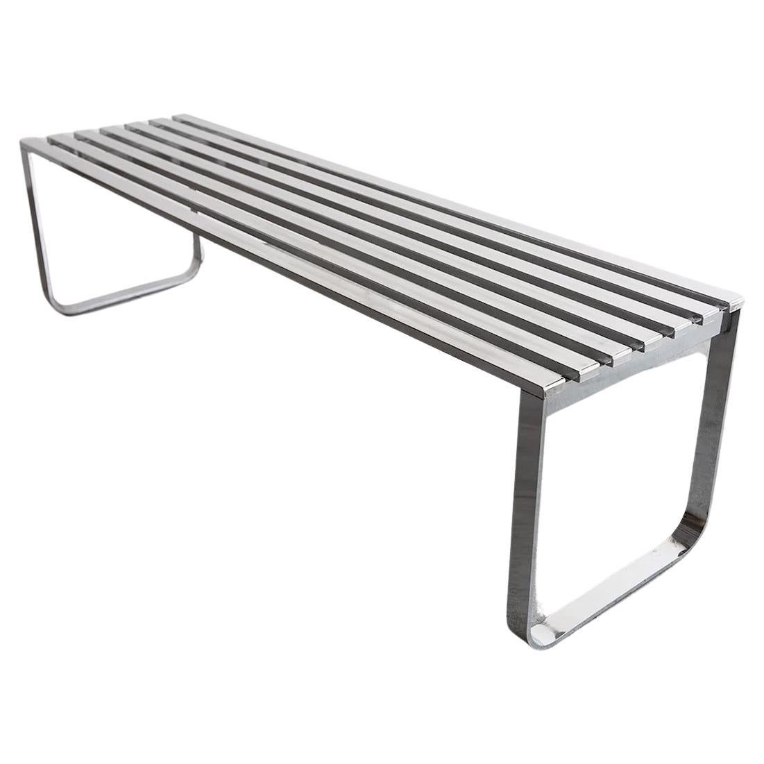 Vintage Milo Baughman Chrome Slatted Coffee Table Bench for DIA circa 1970s