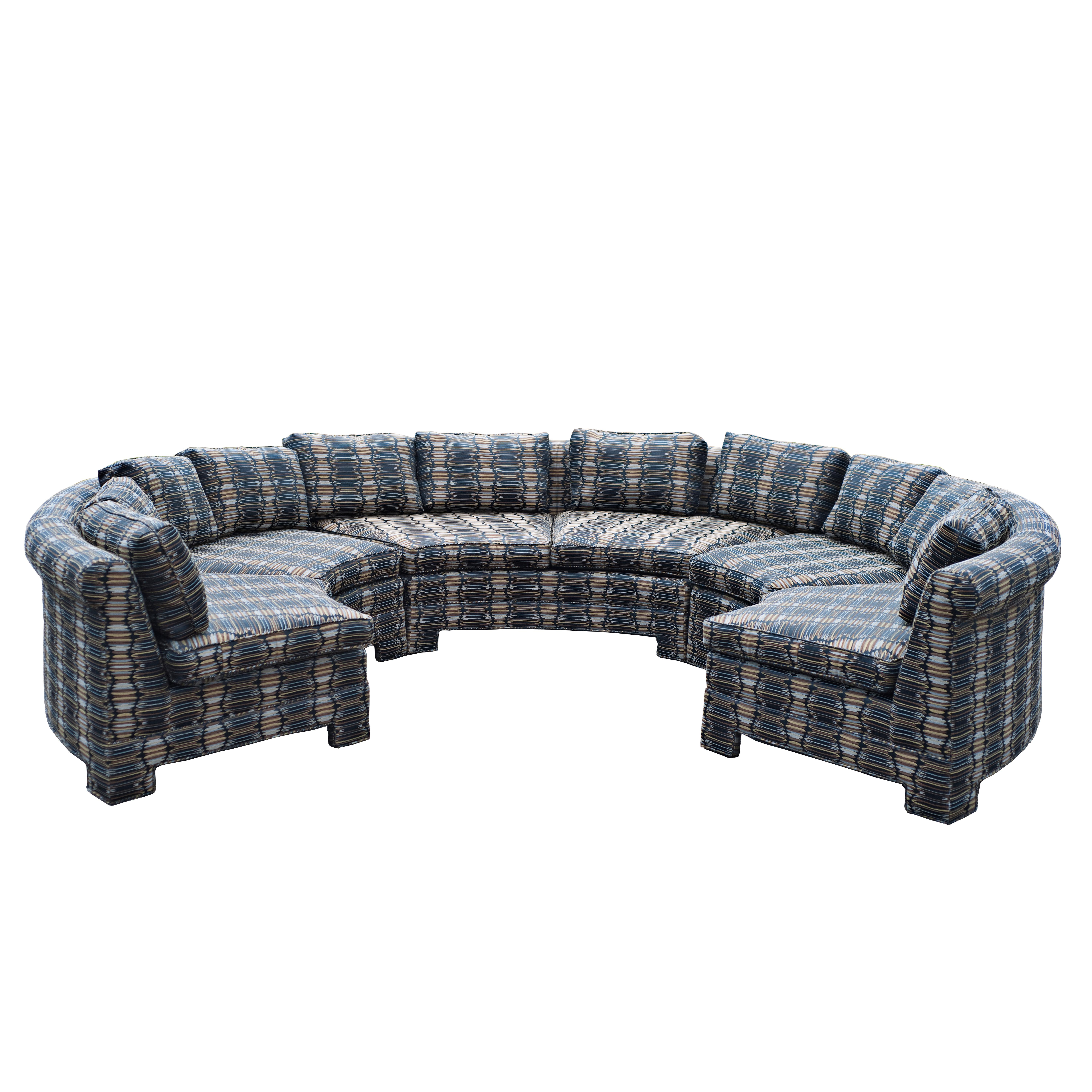 Fabric Vintage Milo Baughman Circular Sectional Sofa